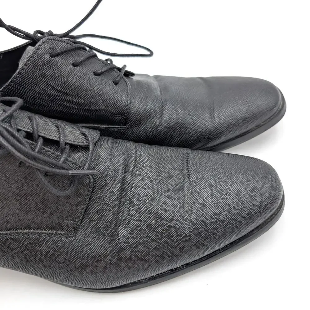 Rush by Gordon Rush Milan Plain Toe Dress Shoes Men's Black Saffiano Sz US9 EU42